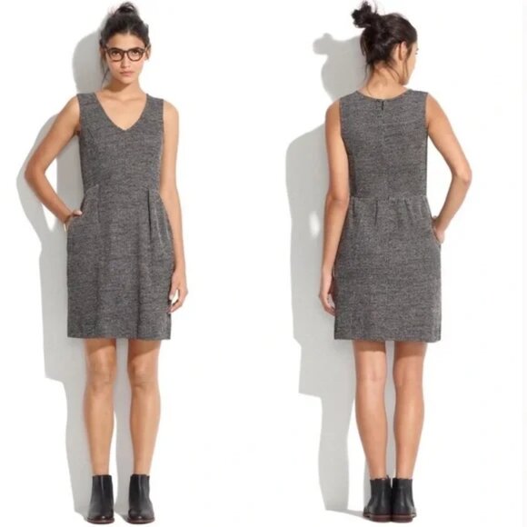 MADEWELL TERRACE KNIT TWILL GRAY SLEEVELESS DRESS - Picture 1 of 7